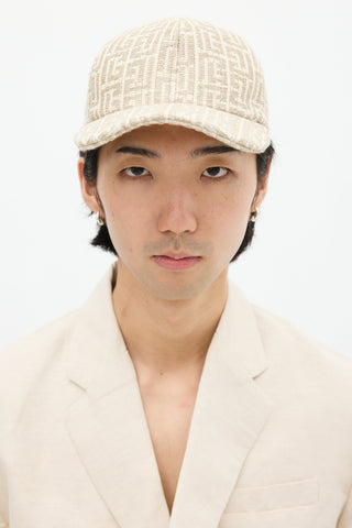 Balmain Beige 
Grey Monorgam Woven Hat