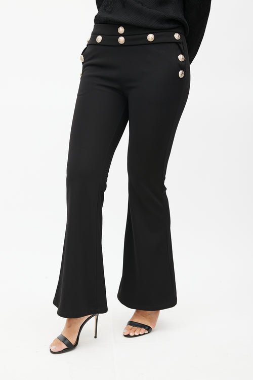 Balmain Black 
Gold Flared Trouser