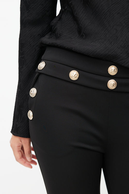 Balmain Black 
Gold Flared Trouser