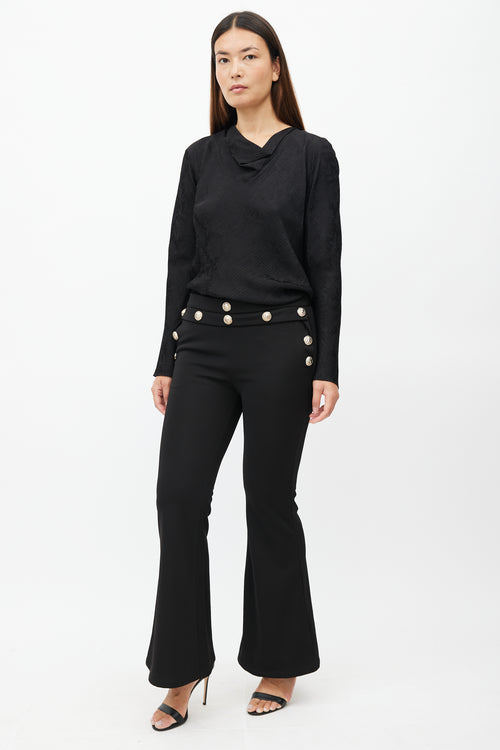 Balmain Black 
Gold Flared Trouser