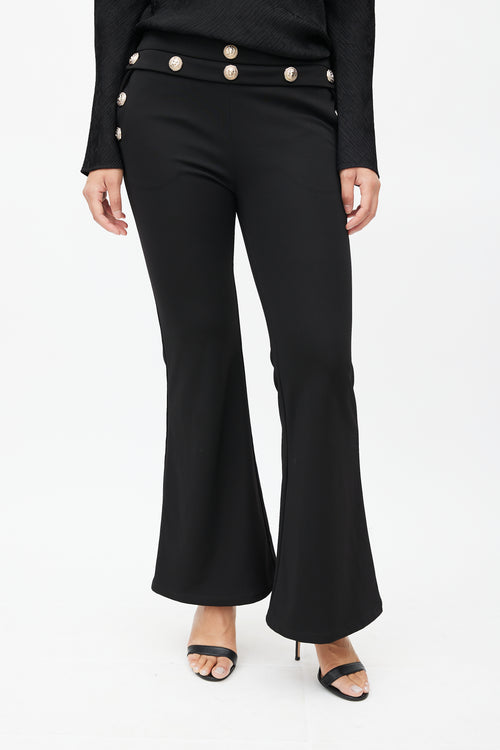 Balmain Black 
Gold Flared Trouser