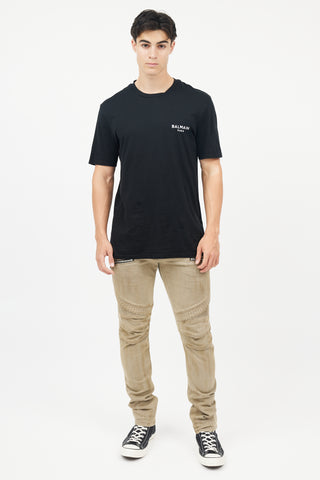 Balmain Black Cotton Logo T-Shirt