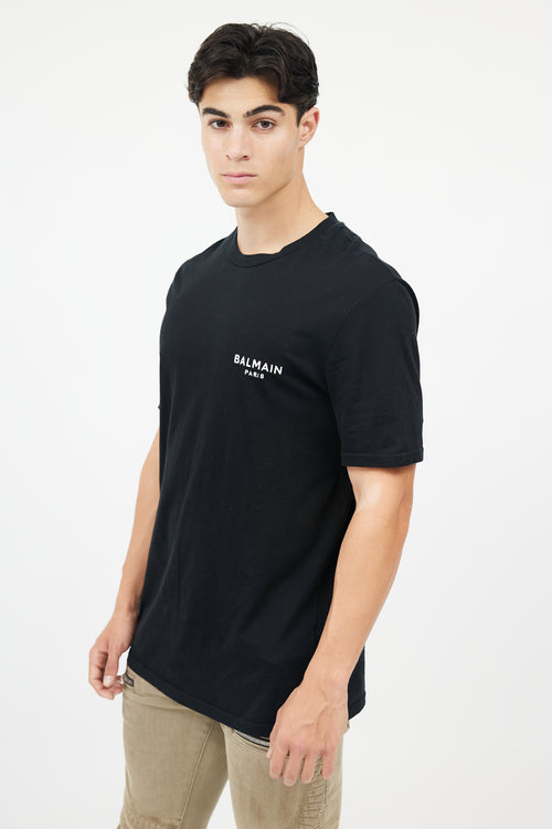 Balmain Black Cotton Logo T-Shirt