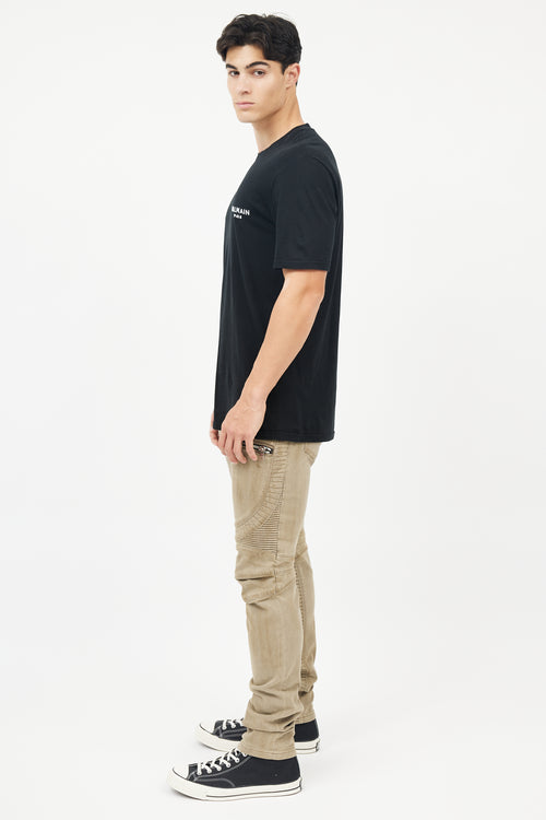 Balmain Black Cotton Logo T-Shirt