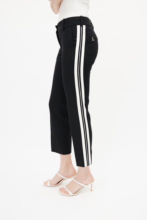 Balmain Black 
Cream Stripe Trouser