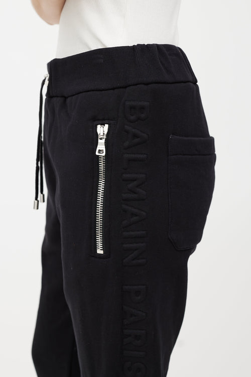 Balmain Black Embossed Logo Jogger