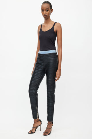 Balmain Black Faux Leather Pleated Slim Pant