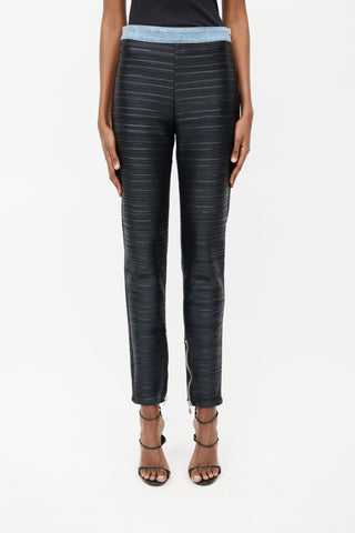 Balmain Black Faux Leather Pleated Slim Pant