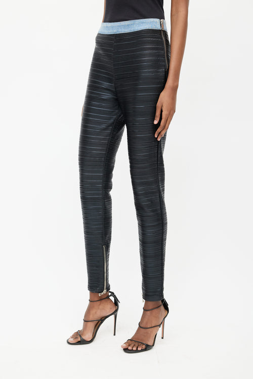 Balmain Black Faux Leather Pleated Slim Pant