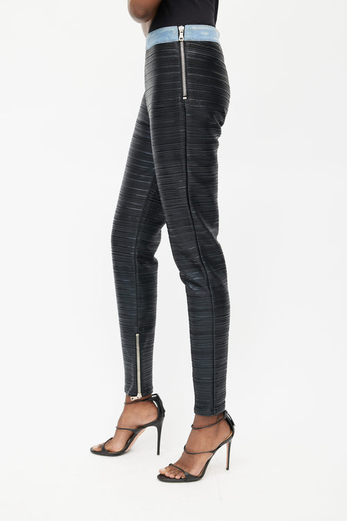 Balmain Black Faux Leather Pleated Slim Pant