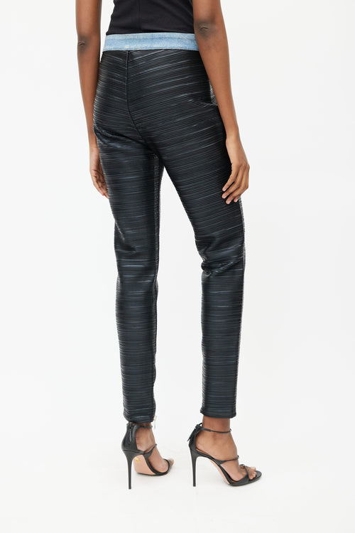 Balmain Black Faux Leather Pleated Slim Pant