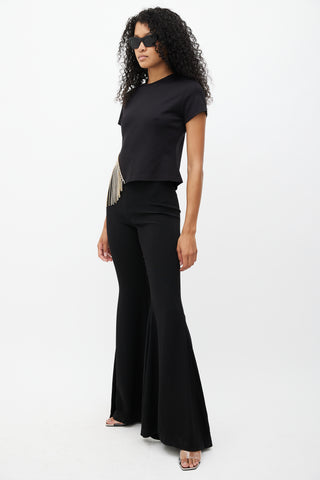 Balmain Black Flared Palazzo Trouser