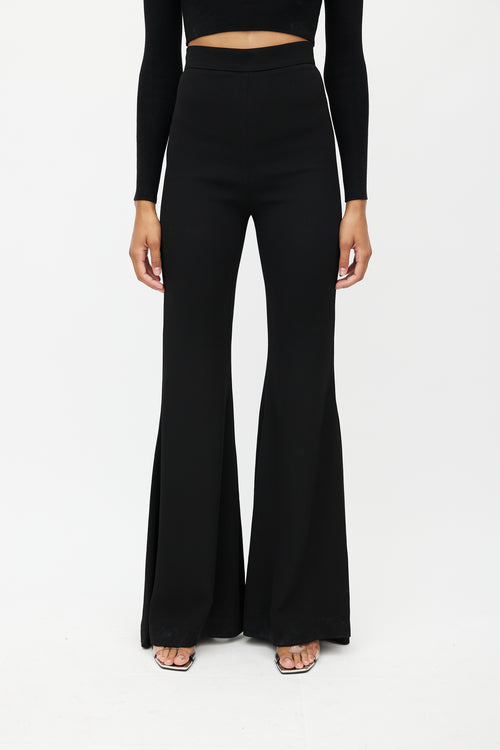 Balmain Black Flared Palazzo Trouser