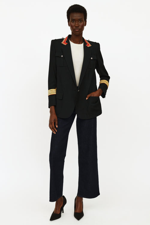 Balmain Black Wool Military Blazer