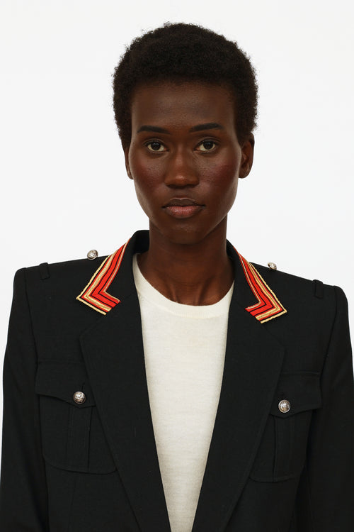 Balmain Black Wool Military Blazer