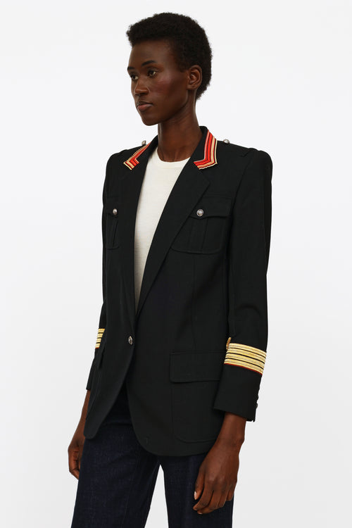 Balmain Black Wool Military Blazer