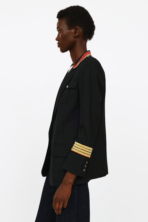 Balmain Black Wool Military Blazer