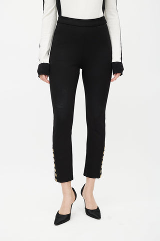 Balmain Black 
Gold Button Trouser