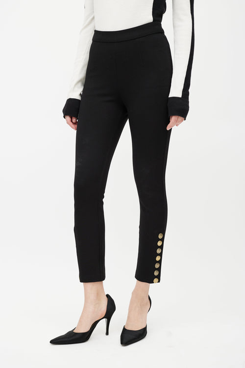 Balmain Black 
Gold Button Trouser