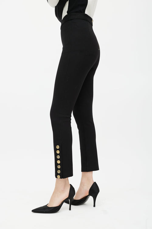 Balmain Black 
Gold Button Trouser