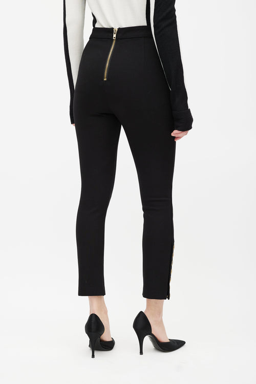 Balmain Black 
Gold Button Trouser