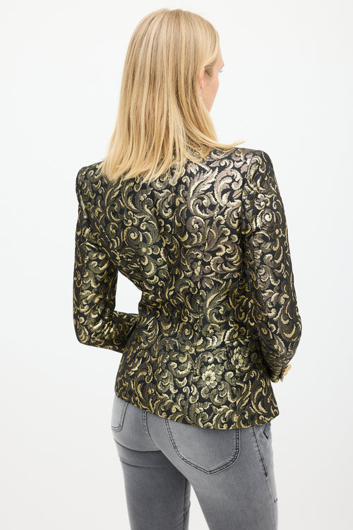 Balmain Black 
Gold Floral Jacquard Blazer