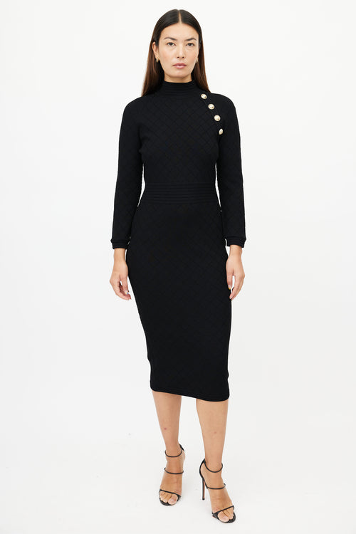 Balmain Black 
Gold Knit Dress