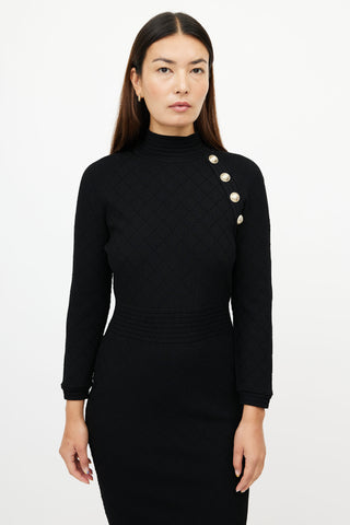 Balmain Black 
Gold Knit Dress