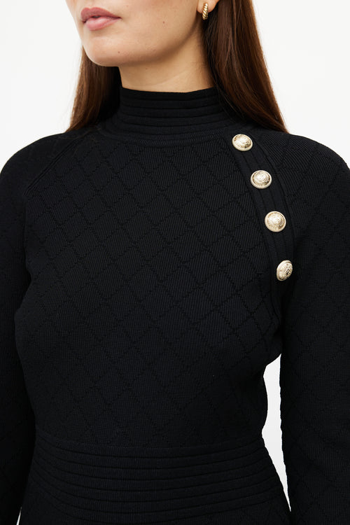 Balmain Black 
Gold Knit Dress