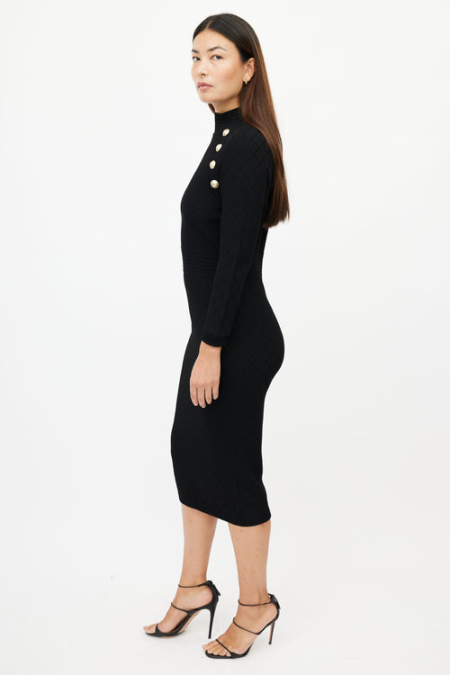 Balmain Black 
Gold Knit Dress