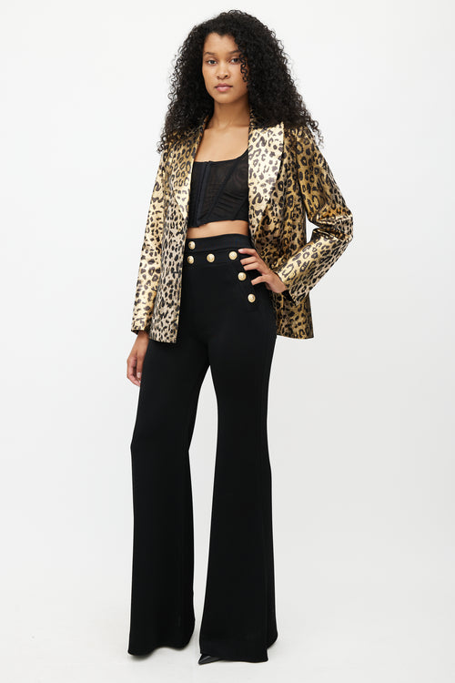 Balmain Black 
Gold Knit Wide Leg Trouser