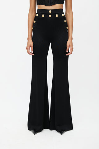 Balmain Black 
Gold Knit Wide Leg Trouser