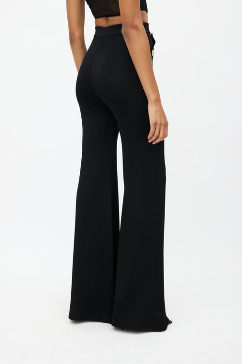 Balmain Black 
Gold Knit Wide Leg Trouser