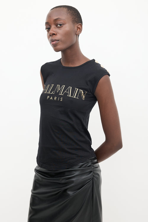 Balmain Black 
Gold Logo Tank