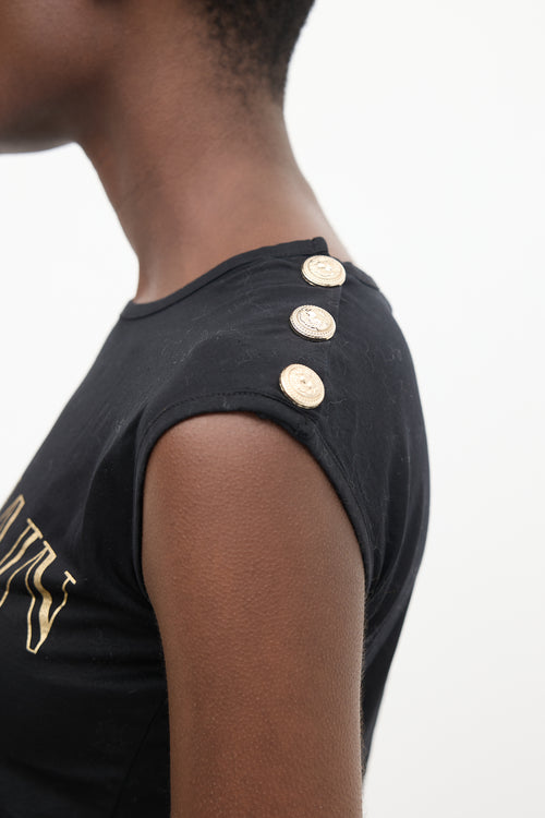 Balmain Black 
Gold Logo Tank