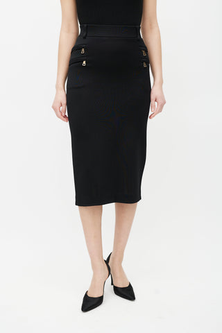 Balmain Black 
Gold Zip Skirt