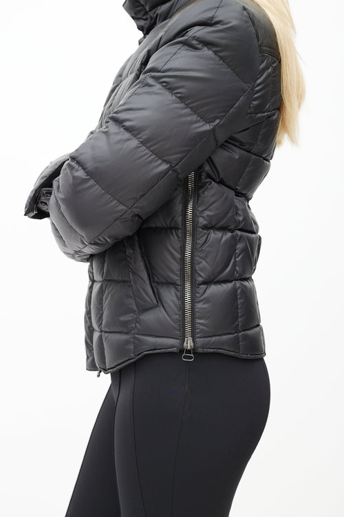 Balmain Black Leather Yoke Puffer Jacket