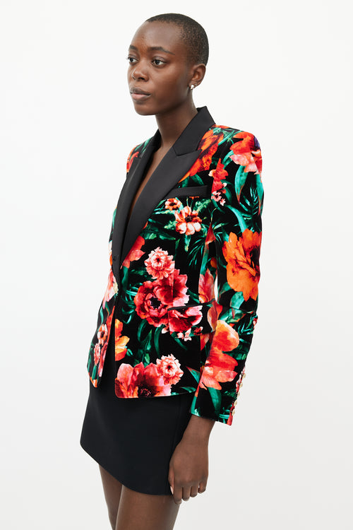 Balmain Black 
Multicolour Floral Velvet Blazer