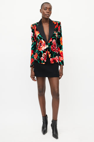 Balmain Black 
Multicolour Floral Velvet Blazer