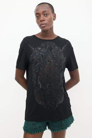 Balmain Black 
Multicolour Graphic T-Shirt