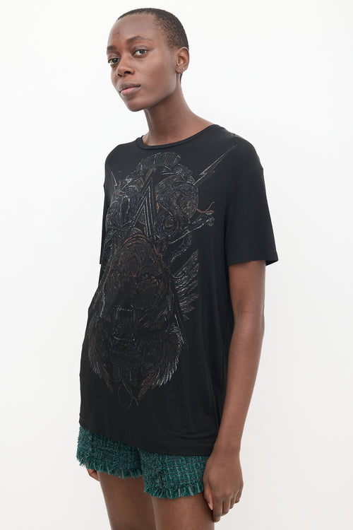 Balmain Black 
Multicolour Graphic T-Shirt