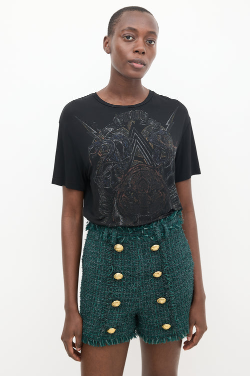 Balmain Black 
Multicolour Graphic T-Shirt