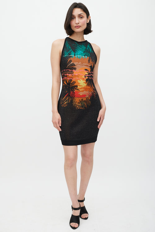 Balmain Black 
Multicolour Knit Tropical Dress