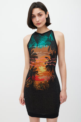 Balmain Black 
Multicolour Knit Tropical Dress