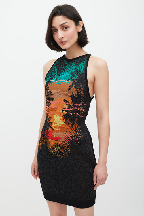 Balmain Black 
Multicolour Knit Tropical Dress