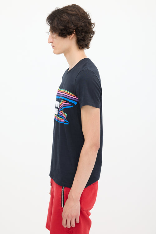 Balmain Black 
Multicolour Rainbow Logo T-Shirt