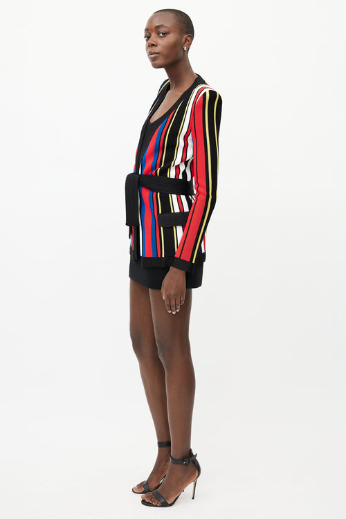 Balmain Black 
Multicolour Striped Knit Cardigan