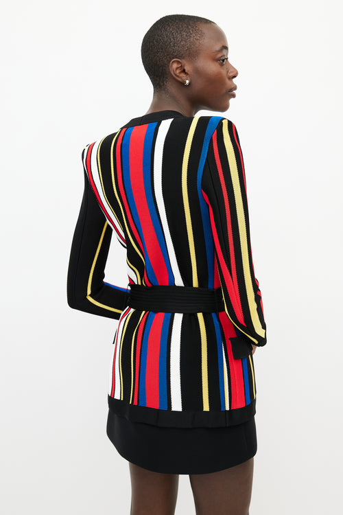 Balmain Black 
Multicolour Striped Knit Cardigan