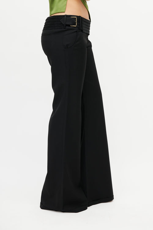 Balmain Black Pleated Low Rise Trouser