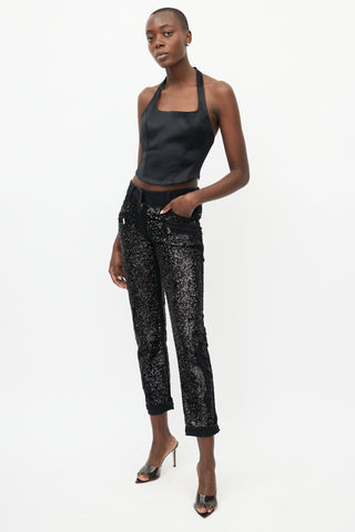 Balmain Black Sequin Skinny Trouser